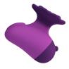 Estimulador morado con forma de rosa visto desde atrás