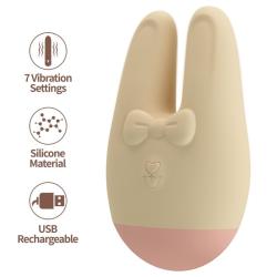 Romance Bunny crema y rosa con siete vibraciones indicadas