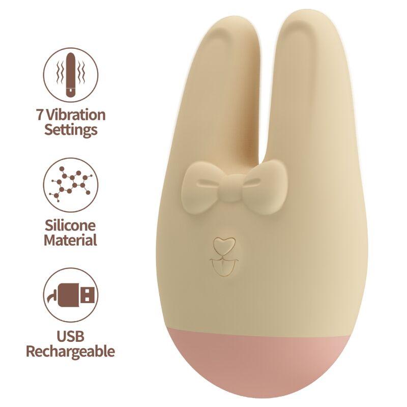 Romance Bunny crema y rosa con siete vibraciones indicadas