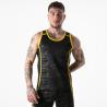 Camiseta de tirantes Locker Gear negra y amarilla, vista frontal