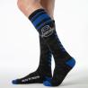 Calcetines altos Locker Gear negros y azules, vista lateral