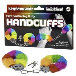 Caja Fully-functioning fluffy handcuffs con esposas arcoíris