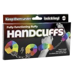 Caja de las esposas de peluche arcoíris de frente