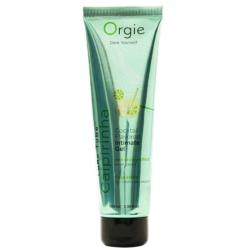 Vista frontal del tubo verde Orgie Cocktail Caipirinha de 100 ml