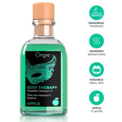 Orgie Sexy Therapy Apple: frasco de aceite de masaje de manzana con iconos verdes
