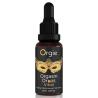 Frasco Orgie Orgasm Drops Vibe de 15 ml con etiqueta negra y dorada