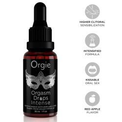 Orgie Orgasm Drops Intense de 30 ml con cuentagotas e iconos grises