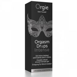 Caja negra de Orgie Orgasm Drops Intense con antifaz plateado dibujado