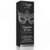 Caja negra de Orgie Orgasm Drops Intense con antifaz plateado dibujado