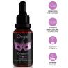 Orgie Orgasm Drops original de 30 ml con cuentagotas e iconos violetas