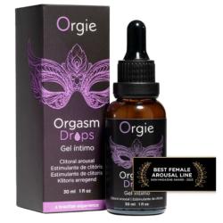 Frasco y caja de Orgie Orgasm Drops original con distintivo gráfico de premio