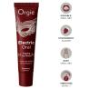 Tubo rojo de Orgie Electric Oral de fresa junto a iconos del producto