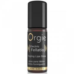 Vista frontal del frasco Orgie Electric Fellatio de 10 ml con tapón negro