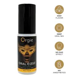 Frasco de Orgie Oral Ease con tapón negro e iconos dorados