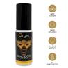 Frasco de Orgie Oral Ease con tapón negro e iconos dorados