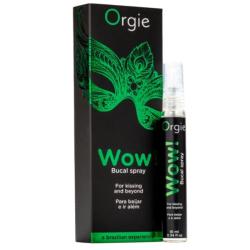 Spray y caja negra de Orgie WOW con un antifaz verde dibujado