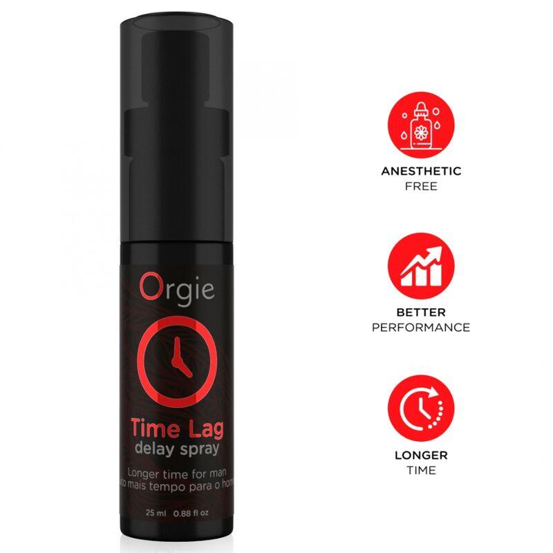 Orgie Time Lag de 25 ml con tapón translúcido e iconos rojos