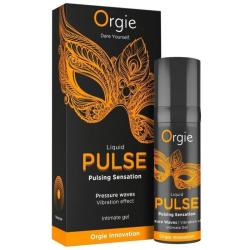 Orgie Liquid Pulse con su caja negra decorada con un antifaz naranja
