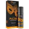 Orgie Liquid Pulse con su caja negra decorada con un antifaz naranja