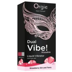 Caja negra y rosa Orgie Dual Vibe Strawberry Gin and Tonic con fresas dibujadas