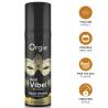 Gel Orgie Dual Vibe Piña Colada con iconos dorados y escala de intensidad 4