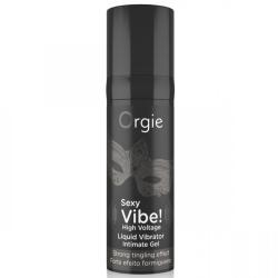 Frasco negro Orgie Sexy Vibe High Voltage con antifaz gris, vista frontal