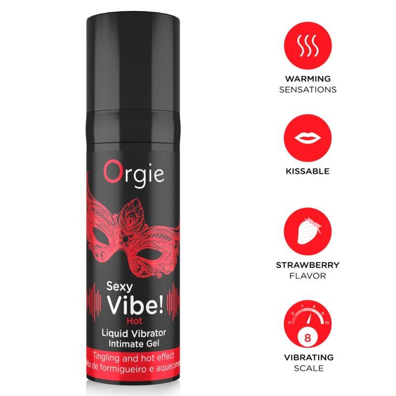 Orgie Sexy Vibe Hot con iconos rojos de calor, fresa e intensidad 8