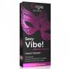 Caja Orgie Sexy Vibe Intense Orgasm con antifaz fucsia sobre fondo negro