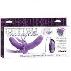 Fetish elite double arnes doble vibrador lila 11.5cm