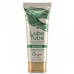 Vista frontal del tubo de Orgie Lube Tube Nature 150 ml con tapón dorado