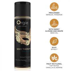 Orgie Sexy Therapy The Secret 200 ml, envase con iconos informativos