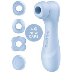 Satisfyer Pro 2 Generation 4 azul sereno con sus cuatro cabezales