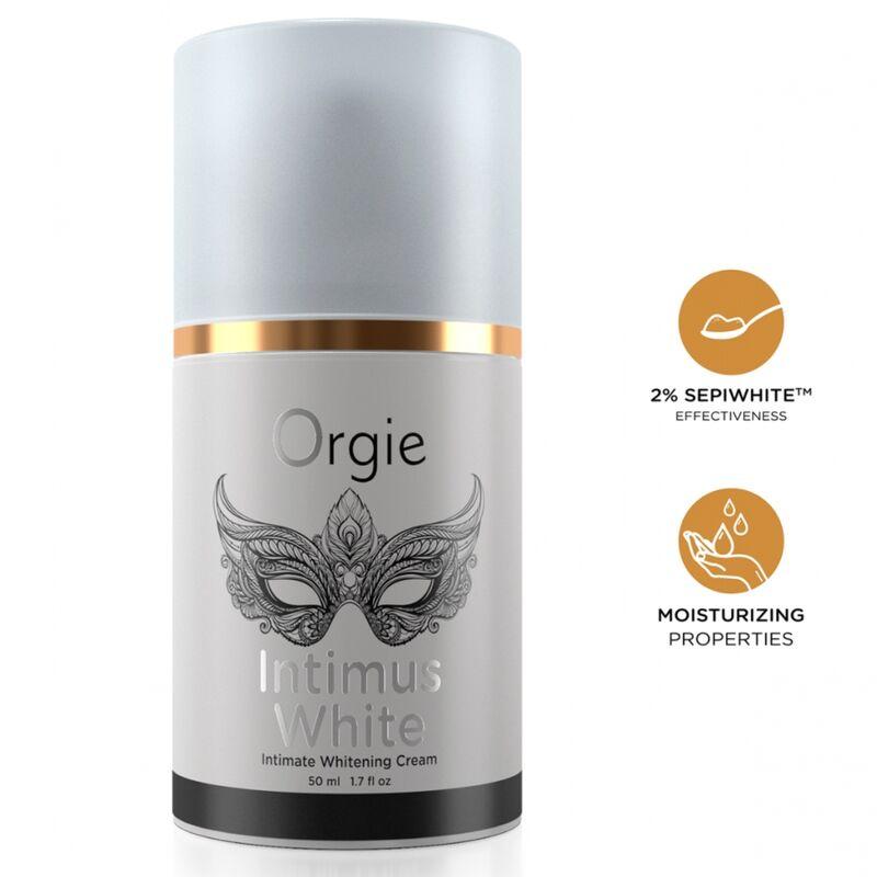 Orgie Intimus White 50 ml con iconos informativos