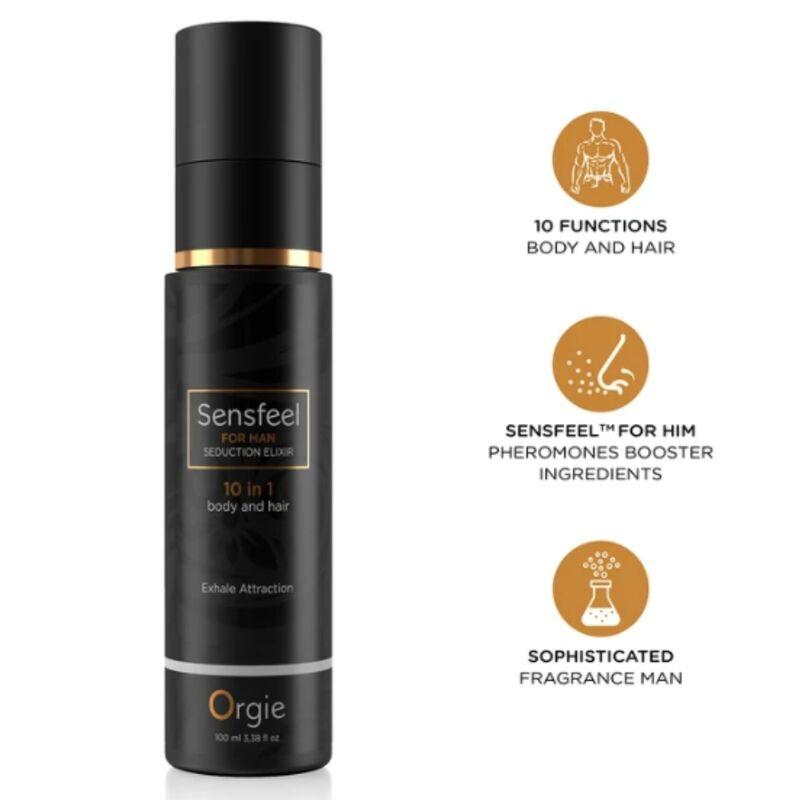 Orgie Sensfeel loción para hombre 100 ml con iconos informativos