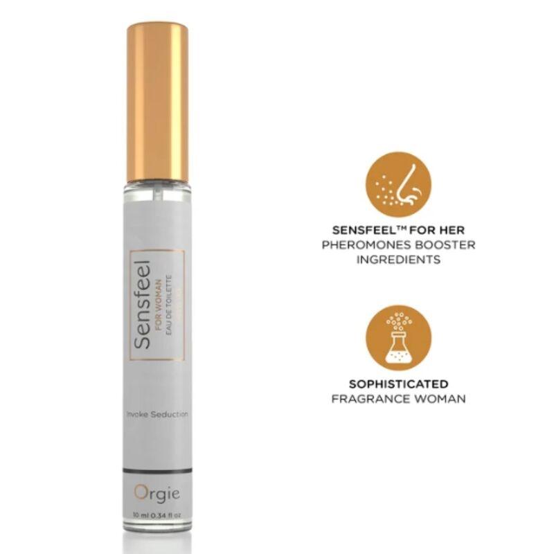 Orgie Sensfeel eau de toilette para mujer 10 ml con iconos informativos