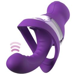 Veloura Touch G-Spot morada en vista oblicua con ondas ilustradas