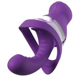 Vista lateral oblicua de la bomba Veloura Touch G-Spot morada