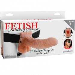 Fetish fantasy series 7" hollow strap-on with balls 17.8cm natural