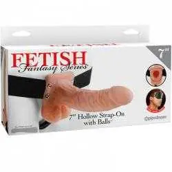 Fetish fantasy series 7" hollow strap-on with balls 17.8cm natural