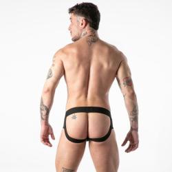 Locker Gear Full Military Access jock brief rojo, modelo de espaldas