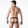 Locker Gear Full Military Access jock brief rojo, modelo de espaldas