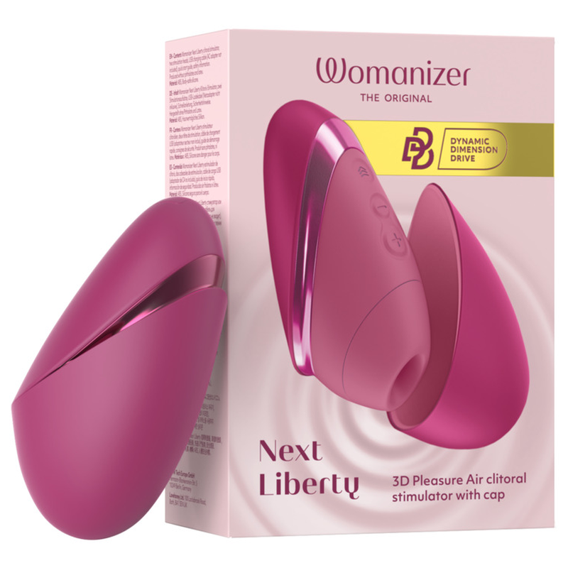 Womanizer Next Liberty rosa intenso con su caja