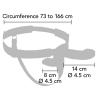 Medidas del arnés Inferno: dildo de 14 cm y de 8 cm, Ø 4,5 cm, contorno 73-166 cm