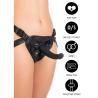 Arnés strap-on Hidden Desire Inferno puesto de frente con iconos