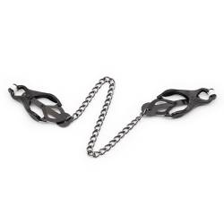 Pinzas japonesas Ohmama Fetish con cadena negra, vista frontal