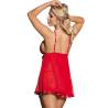 Babydoll Subblime Rojo con Lazo y Brillos, en rojo, de espaldas