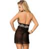Babydoll Halter Subblime Negro y Encaje Blanco, de espaldas