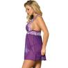 Babydoll Halter Subblime Lila con Encaje Blanco, en lila, de lado