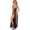 Vestido Largo Abierto Subblime Negro y Tanga, de espaldas
