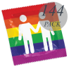 Sobre arcoíris del preservativo Pasante Pride con una pareja dibujada